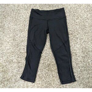 Lululemon Capri Leggings Womens Size 4 Black Zip Pocket Mid-Rise Gym Workout
